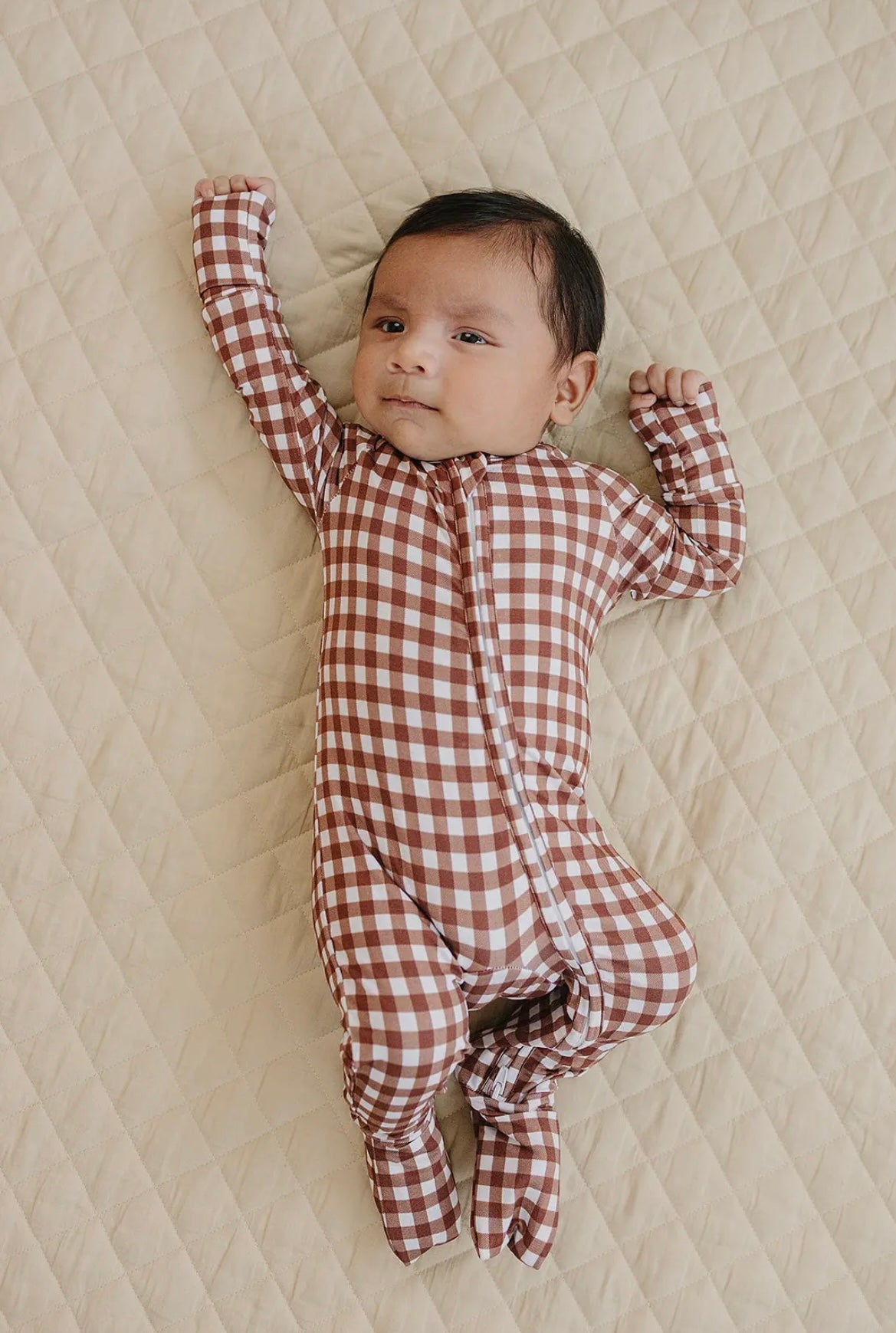Chocolate Gingham Bamboo Zippie