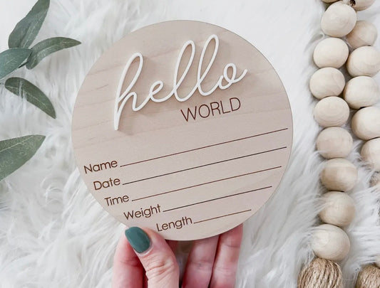 Hello Word Wood/Acrylic Sign