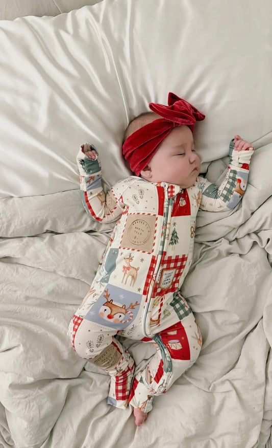 Patchwork Christmas Bamboo Two-Way Zippie